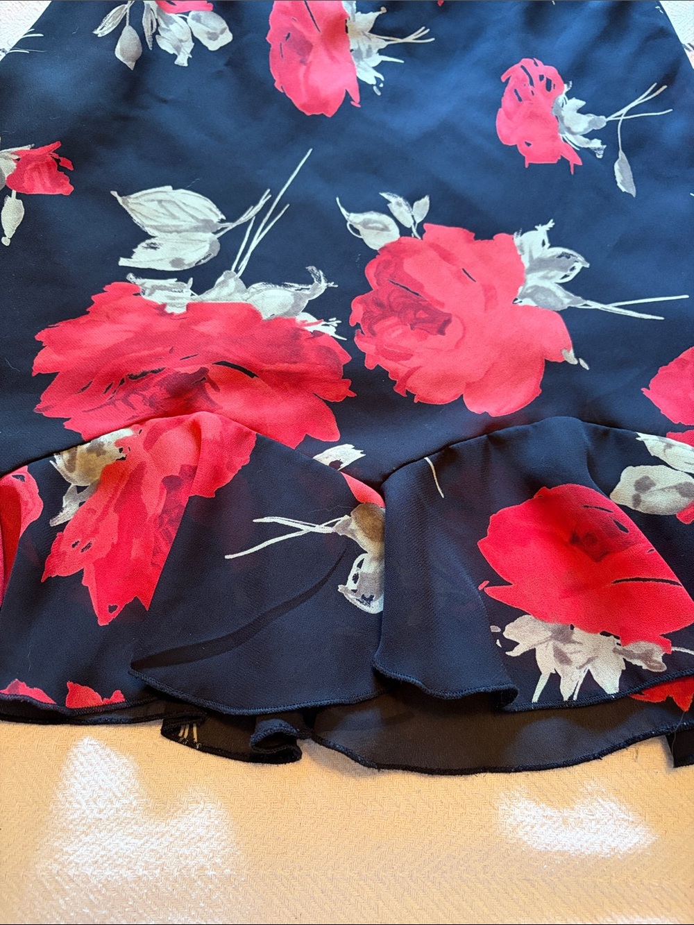 La Belle Black A-Line Midi Skirt with Red Rose Print - Picture 5 of 10